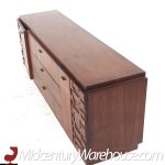 Lane Brutalist Mid Century Walnut Lowboy Dresser