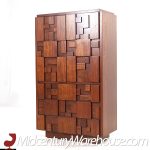 Lane Staccato Mid Century Brutalist Walnut Armoire