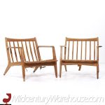 Lawrence Peabody Mid Century Walnut Lounge Chairs - Pair