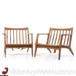 Lawrence Peabody Mid Century Walnut Lounge Chairs - Pair