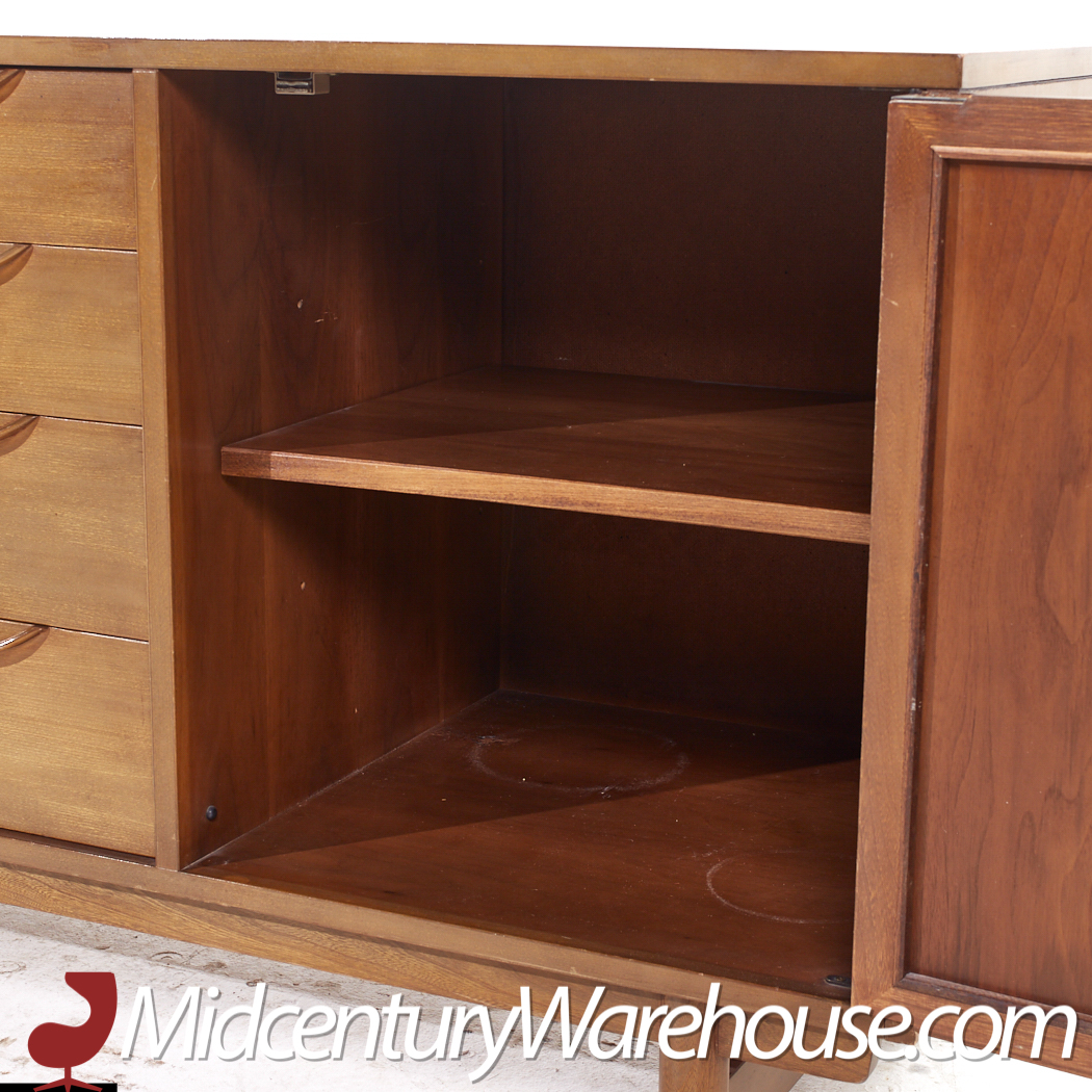 Lawrence Peabody for Nemschoff Walnut and Cane Credenza and Hutch