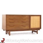 Lawrence Peabody for Nemschoff Walnut and Cane Credenza and Hutch