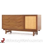 Lawrence Peabody for Nemschoff Walnut and Cane Credenza and Hutch