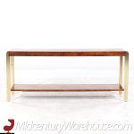 Mastercraft Style Mid Century Burlwood and Brass Console Table