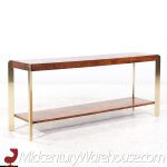 Mastercraft Style Mid Century Burlwood and Brass Console Table