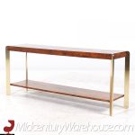 Mastercraft Style Mid Century Burlwood and Brass Console Table