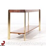 Mastercraft Style Mid Century Burlwood and Brass Console Table