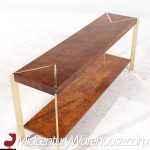 Mastercraft Style Mid Century Burlwood and Brass Console Table