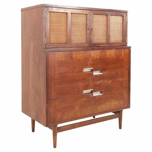 merton gershun for american of martinsville mid century x inlay walnut 9 drawer dresser