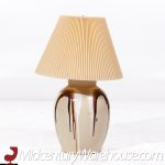 Mid Century Tan Ceramic Drip Glaze Lamps - Pair