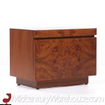 Milo Baughman Style Lane Mid Century Burlwood Nightstands - Pair