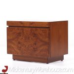 Milo Baughman Style Lane Mid Century Burlwood Nightstands - Pair