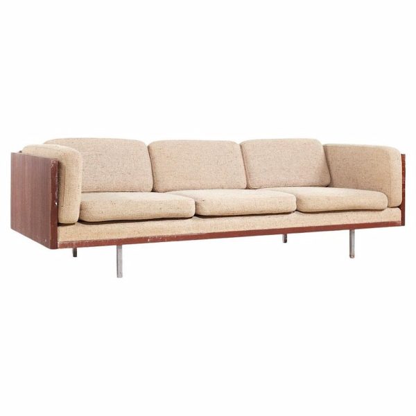 milo baughman style mid century danish rosewood case sofa