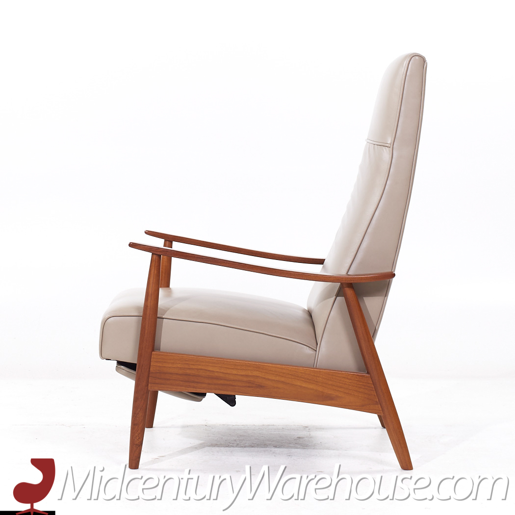 Milo Baughman for Thayer Coggin Leather and Walnut Lounge Chair Recliner - Pair