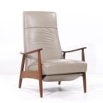 Milo Baughman for Thayer Coggin Mid Century Leather and Walnut Lounge Chair Recliner