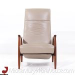 Milo Baughman for Thayer Coggin Mid Century Leather and Walnut Lounge Chair Recliner