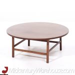 Paul Mccobb for Calvin Linear Group Mid Century Round Walnut and Stainless Coffee Table