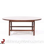 Paul Mccobb for Calvin Linear Group Mid Century Round Walnut and Stainless Coffee Table