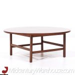 Paul Mccobb for Calvin Linear Group Mid Century Round Walnut and Stainless Coffee Table