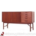 Peter Hvidt and Orla Molgaard-nielsen for Soborg Møbler Mid Century Danish Teak Tambour Door Credenza