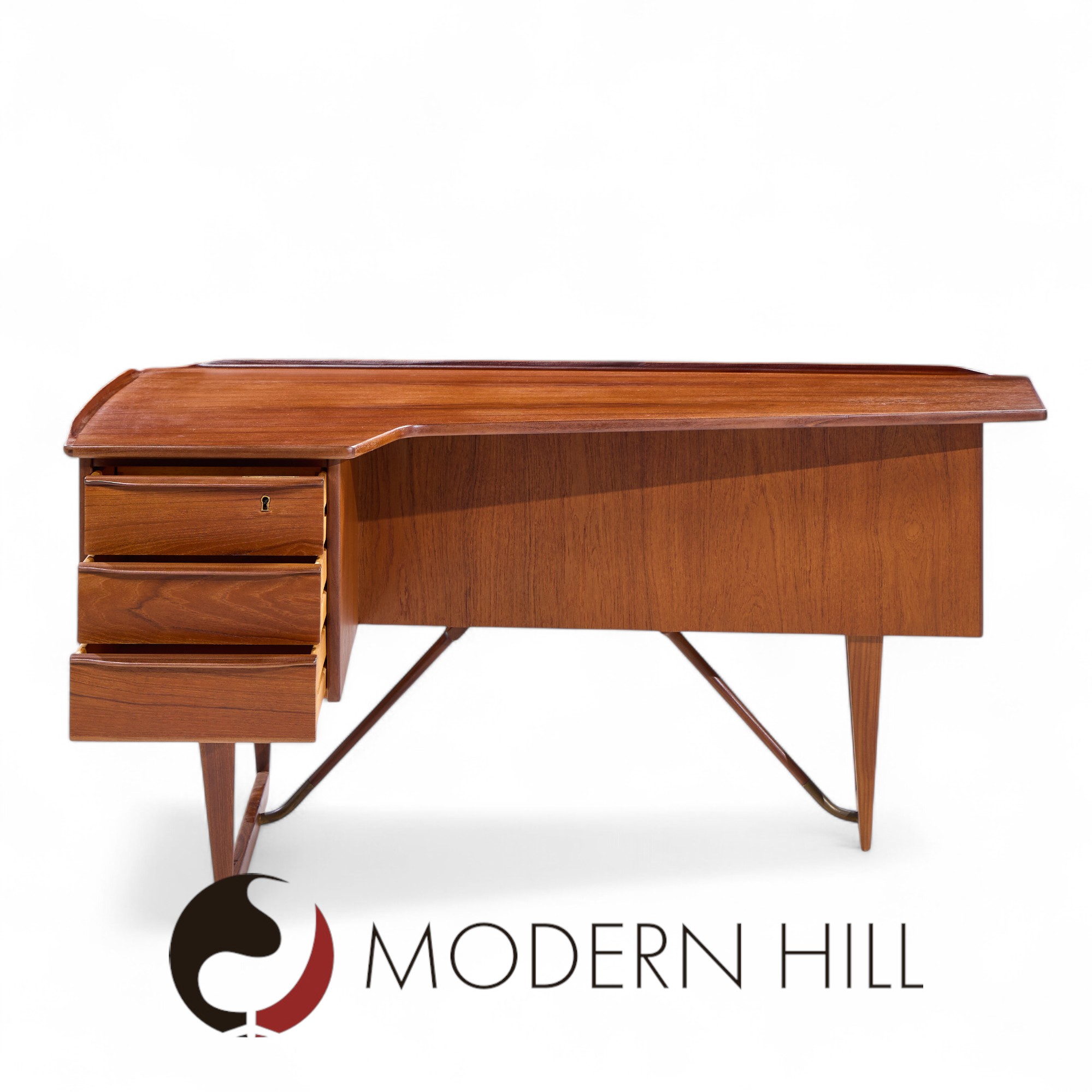Peter Løvig Nielsen for Hedensted Møbelfabrik Mid Century Danish Teak Boomerang Desk