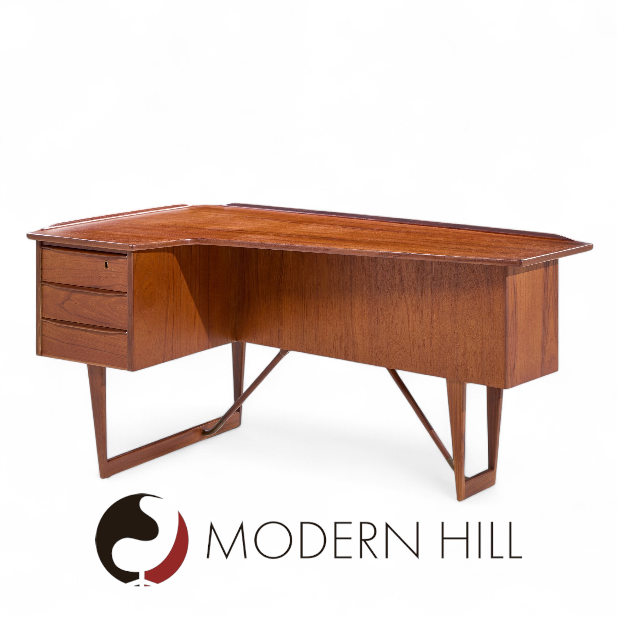 Peter Løvig Nielsen for Hedensted Møbelfabrik Mid Century Danish Teak Boomerang Desk
