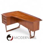 Peter Løvig Nielsen for Hedensted Møbelfabrik Mid Century Danish Teak Boomerang Desk | Mid Century Modern Furniture - Mid Century Furniture Chicago Peter Løvig Nielsen for Hedensted Møbelfabrik Mid Century Danish Teak Boomerang Desk