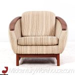 R Huber Mid Century Teak Barrel Lounge Chairs - Pair