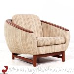 R Huber Mid Century Teak Barrel Lounge Chairs - Pair