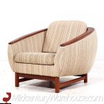 R Huber Mid Century Teak Barrel Lounge Chairs - Pair