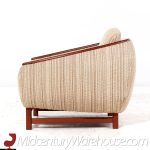 R Huber Mid Century Teak Barrel Lounge Chairs - Pair