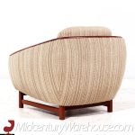 R Huber Mid Century Teak Barrel Lounge Chairs - Pair