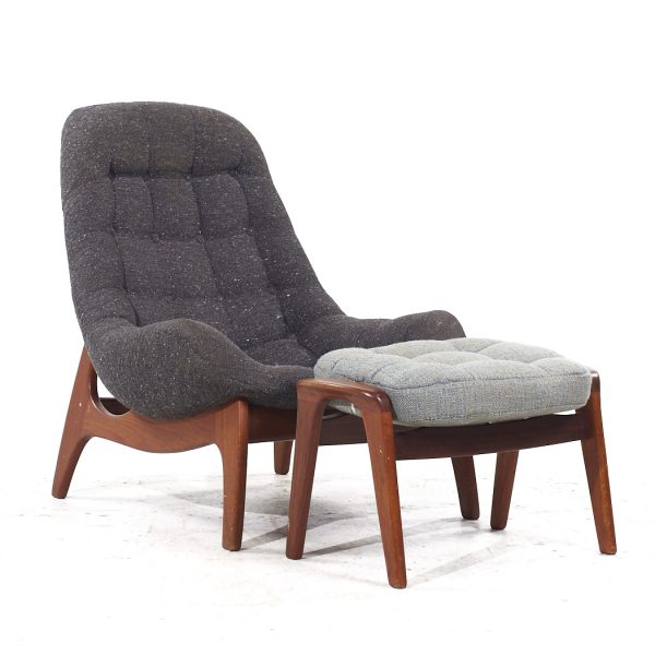 R Huber Mid Century Teak Lounge Chair with Ottoman