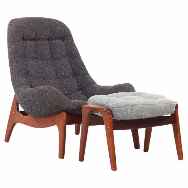 R Huber Mid Century Teak Lounge Chair with Ottoman