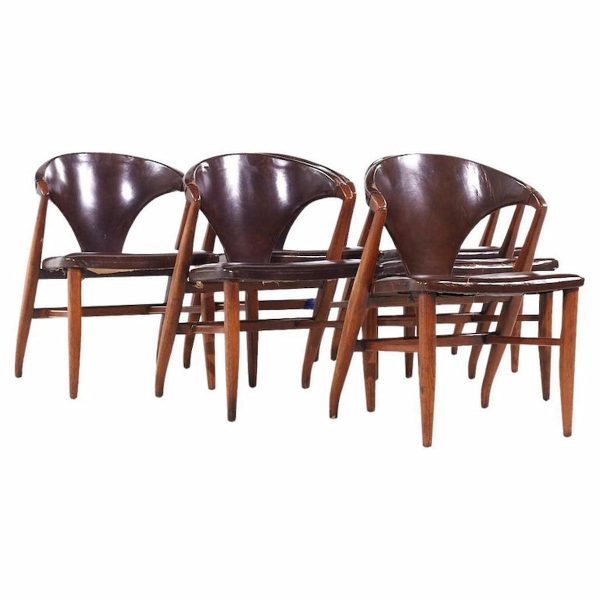 romweber mid century walnut dining chairs - set of 6