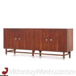 Stanley Mid Century Walnut Credenza and Hutch