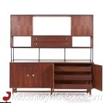 Stanley Mid Century Walnut Credenza and Hutch