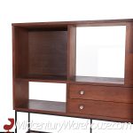 Stanley Mid Century Walnut Credenza and Hutch