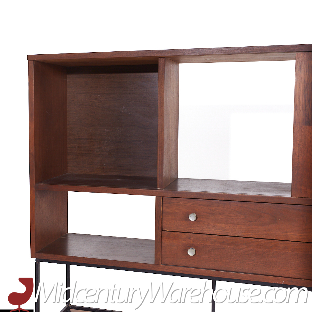 Stanley Mid Century Walnut Credenza and Hutch