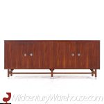 Stanley Mid Century Walnut Credenza and Hutch