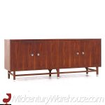 Stanley Mid Century Walnut Credenza and Hutch