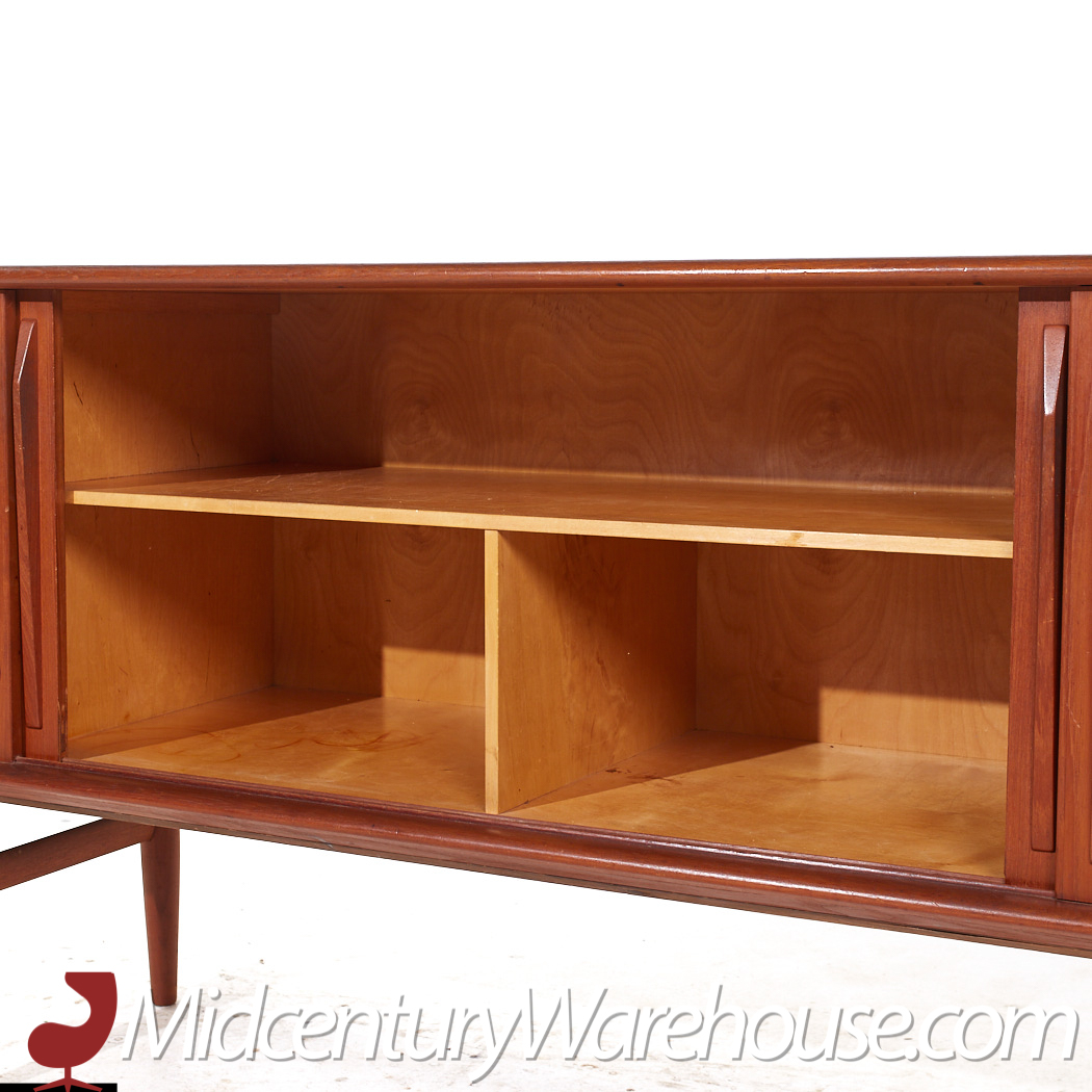 Svend Madsen Style Mid Century Danish Teak Sliding Door Credenza