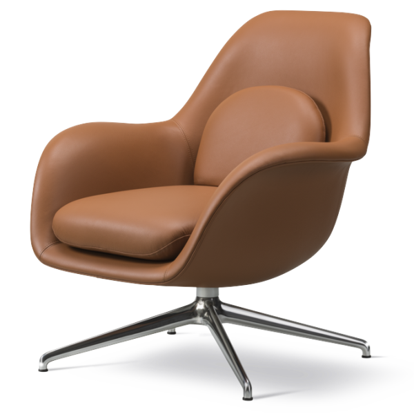 Swoon Lounge Swivel Chair - Petit - Leather Shell by Space Copenhagen for Fredericia