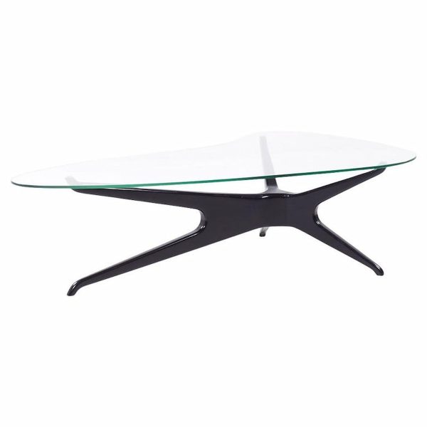 Vladimir Kagan Mid Century Sculptural Ebonized Walnut Coffee Table