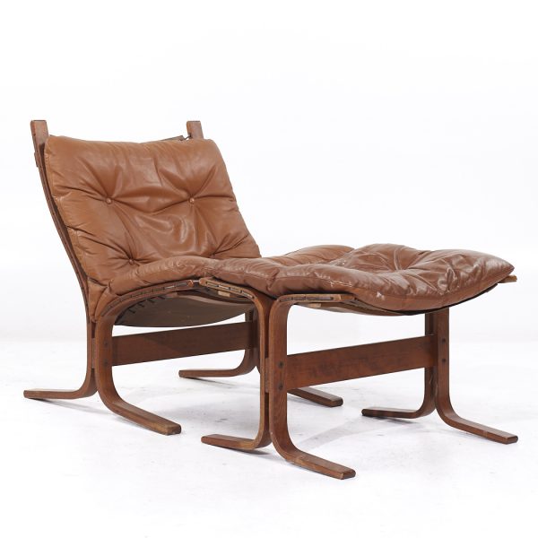 Westnofa Siesta Mid Century Bentwood and Leather Lounge Chair and Ottoman