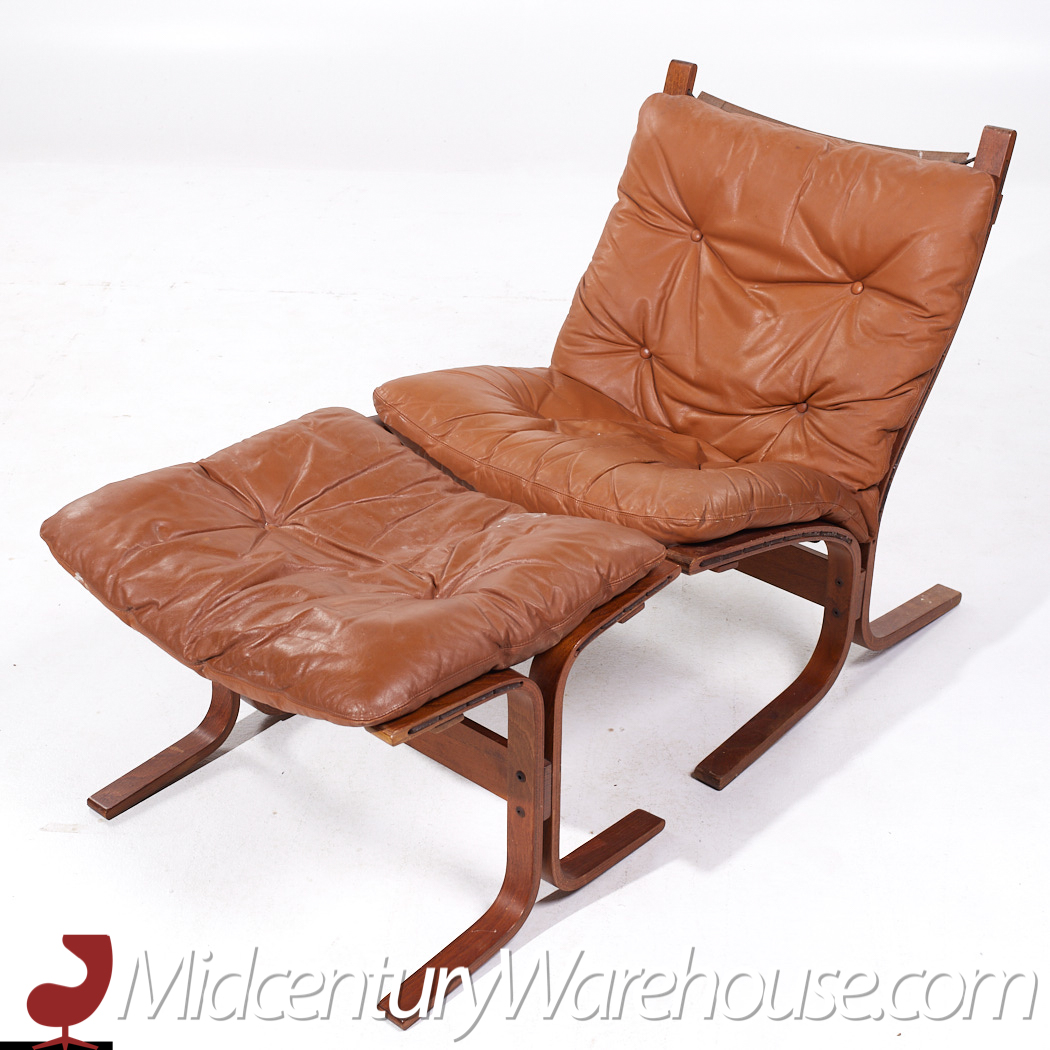 Westnofa Siesta Mid Century Bentwood and Leather Lounge Chair and Ottoman