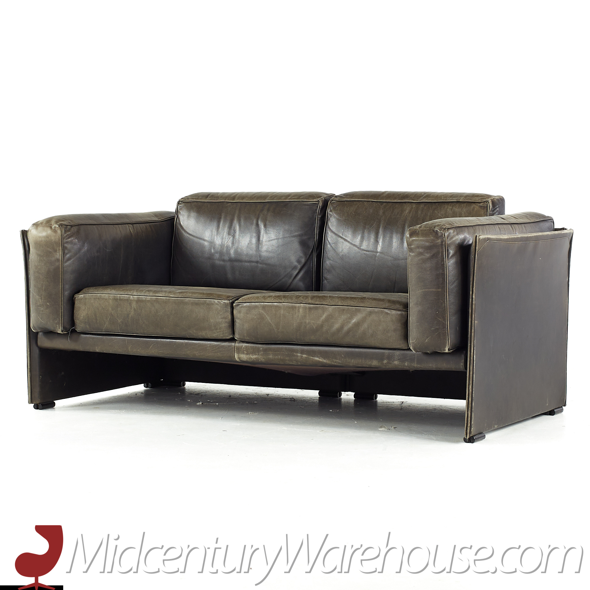 Afra and Tobia Scarpa for Cassina Mid Century Italian Leather Sofa