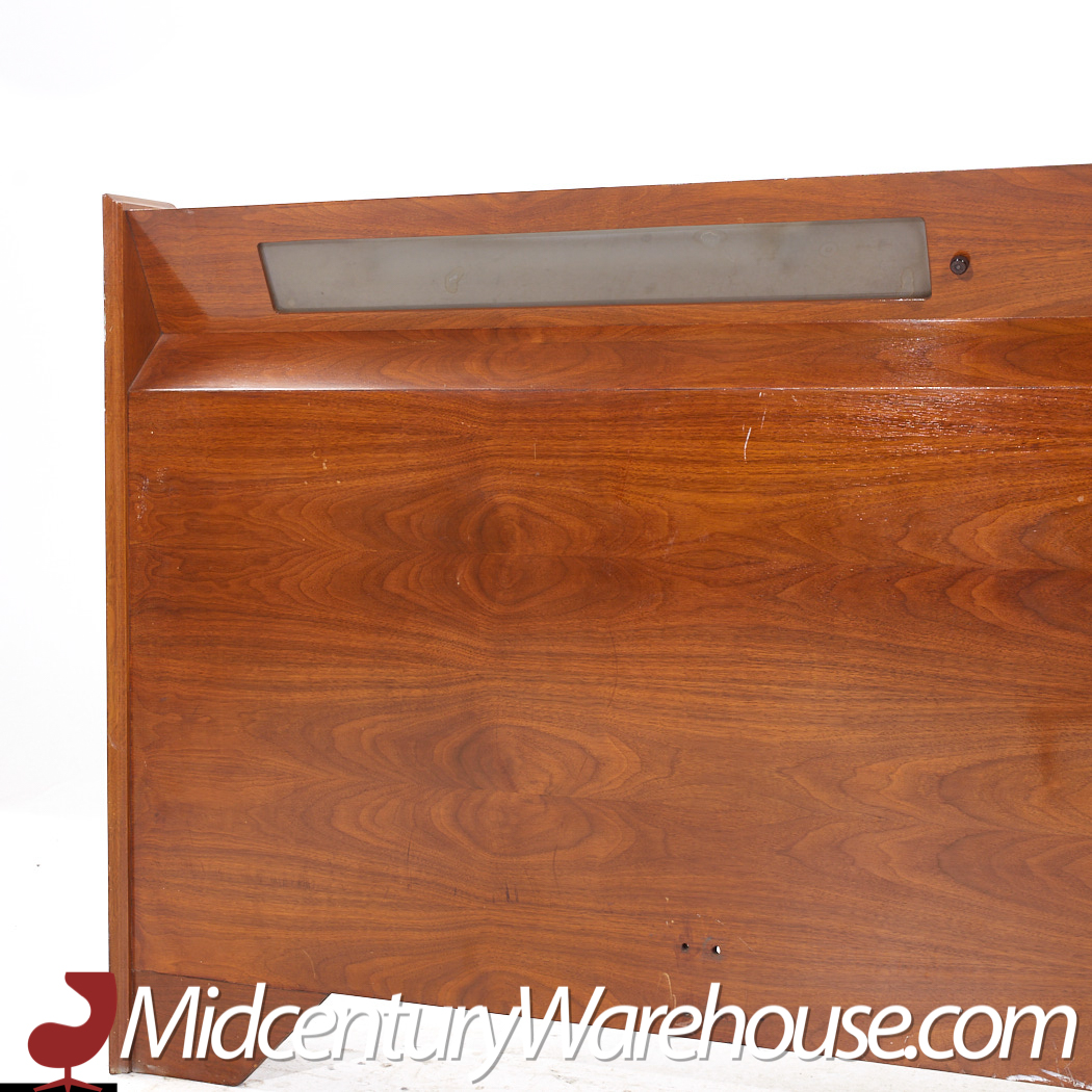 Albert Parvin Style Mid Century Walnut King Headboard