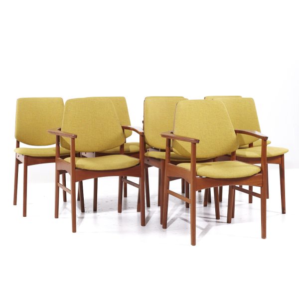 Arne Hovmand Olsen Mid Century Danish Teak Dining Chairs - Set of 8