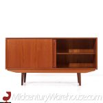 Arne Vodder Style Mid Century Danish Teak Sliding Door Credenza